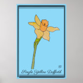 Single Yellow Daffodil Baby Blue Poster (Voorkant)