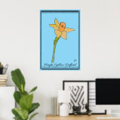 Single Yellow Daffodil Baby Blue Poster (Thuiskantoor)