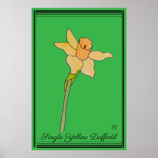 Single Yellow Daffodil Kelly Green Poster (Voorkant)