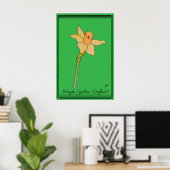 Single Yellow Daffodil Kelly Green Poster (Thuiskantoor)