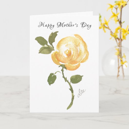 Single Yellow Rose-Moederdag Kaart (Gele Bloem)