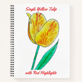 Single Yellow Tulip Red Highlights Spiral Notebook Notitieboek