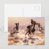 “Singlehanded” Westerse kunst van Charles M Russel Briefkaart (Voorkant / Achterkant)