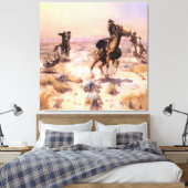 “Singlehanded” Westerse kunst van Charles M Russel Canvas Afdruk (Insitu (Slaapkamer))