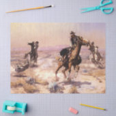 “Singlehanded” Westerse kunst van Charles M Russel Tissuepapier (Craft)