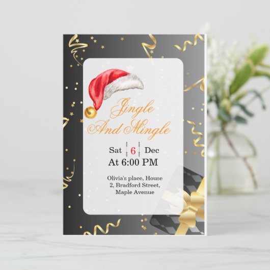 Singles and Friends Christmas Party Invite  Kaart (Staand voorkant)