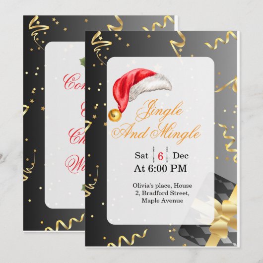 Singles and Friends Christmas Party Invite  Kaart (Voorkant / Achterkant)