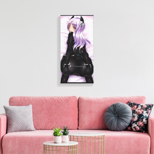 SingleZ "Make Me" Zwart en Paarse Hentai Canvas (Insitu (Woonkamer))