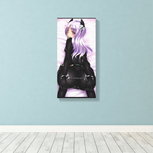SingleZ "Make Me" Zwart en Paarse Hentai Canvas (Insitu (Houten vloer))