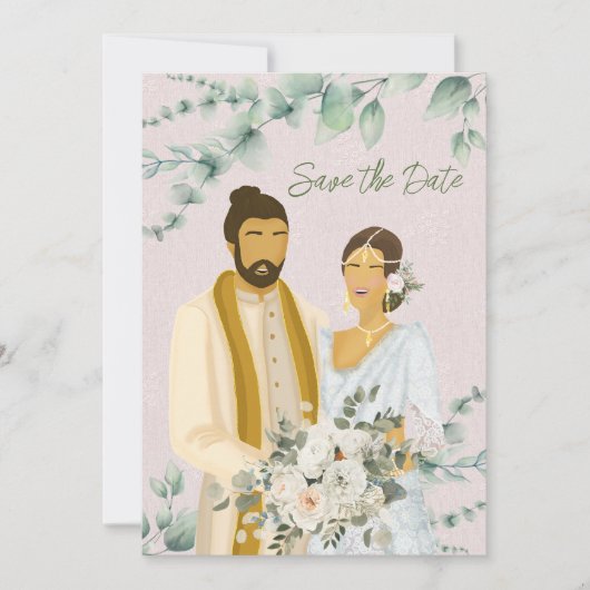 Sinhalese paardenweddenschap save the date (Voorkant)