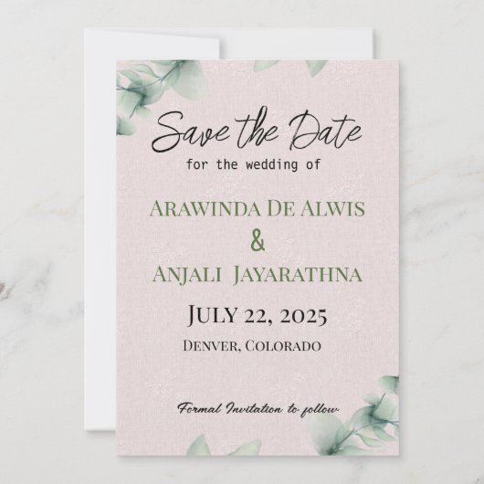 Sinhalese paardenweddenschap save the date (Achterkant)