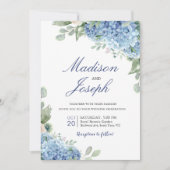 SINI Blauwe Hortensia Huwelijksuitnodiging Kaart (Voorkant)