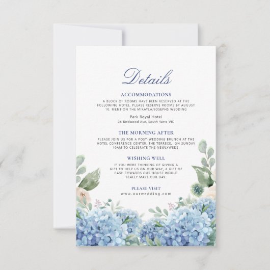 SINI Blue Hydrangea Details Kaart (Voorkant)