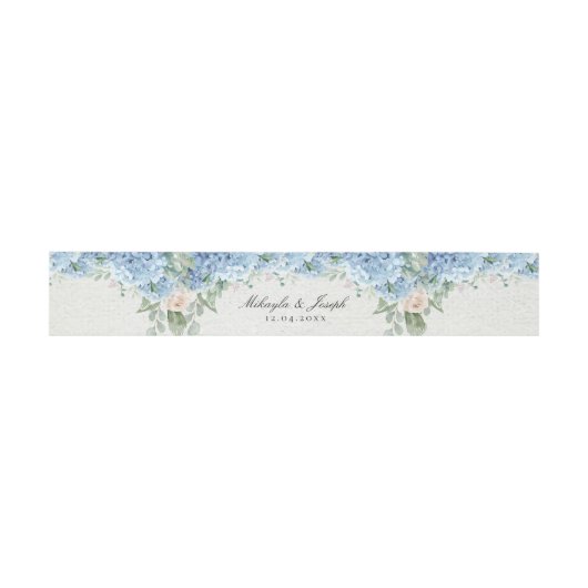 SINI Blue Hydrangea Invitation Belly Band Uitnodigingen Wikkel (Vlak)