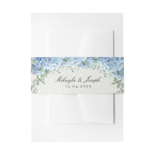 SINI Blue Hydrangea Invitation Belly Band Uitnodigingen Wikkel (Voorkant Voorbeeld)