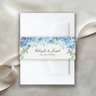 SINI Blue Hydrangea Invitation Belly Band Uitnodigingen Wikkel