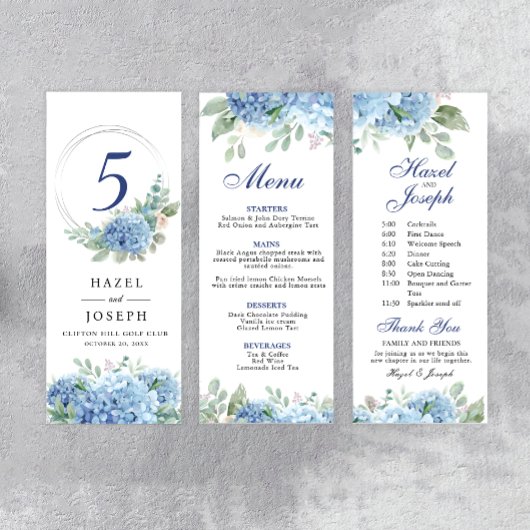 SINI Blue Hydrangea Tri Fold Menu Poster