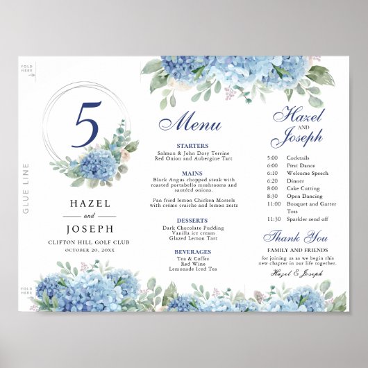 SINI Blue Hydrangea Tri Fold Menu Poster (Voorkant)