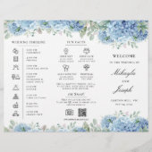 SINI Blue Hydrangea Trifold Wedding Program Flyer (Voorkant)