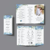 SINI Blue Hydrangea Trifold Wedding Program Flyer