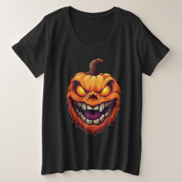Siniester grijnzende pompoenkop grote maat t-shirt