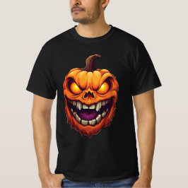 Siniester grijnzende pompoenkop t-shirt