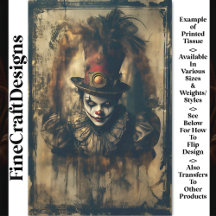 Siniestre Victoriaanse Antieke Clown CG3 Decoupage
