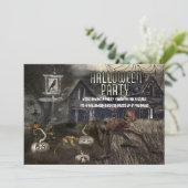 Sinister Avenue enge Halloween-feestuitnodigingen Kaart (Staand voorkant)