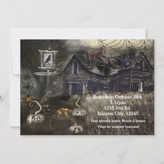 Sinister Avenue enge Halloween-feestuitnodigingen Kaart (Achterkant)