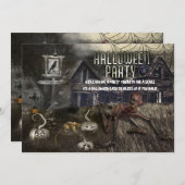 Sinister Avenue enge Halloween-feestuitnodigingen Kaart (Voorkant / Achterkant)