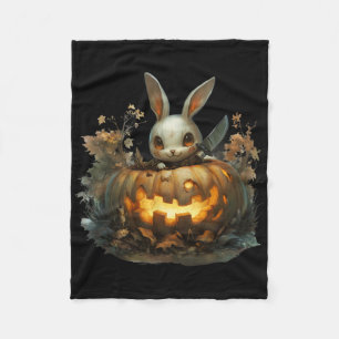 Sinister Bunny Mayhem Creepy Halloween Bunny Pump Fleece Deken