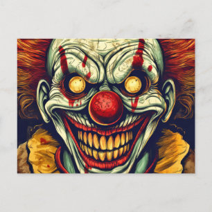 Sinister Carnaval Clown Illustratie Kunst Briefkaart