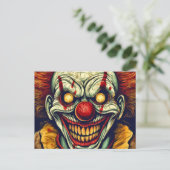 Sinister Carnaval Clown Illustratie Kunst Briefkaart (Staand voorkant)