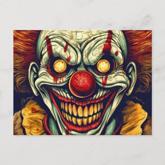Sinister Carnaval Clown Illustratie Kunst Briefkaart (Voorkant)