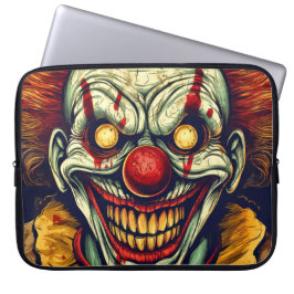 Sinister Carnaval Clown Illustratie Kunst Laptop Sleeve