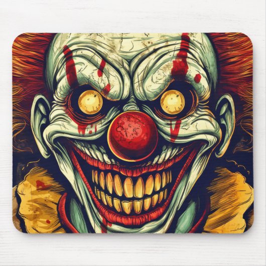 Sinister Carnaval Clown Illustratie Kunst Muismat (Voorkant)