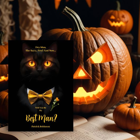 Sinister Cat's Glowing Yellow Eyes Best Man  Kaart