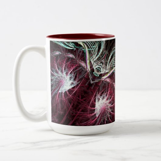 Sinister fractaal kunstenaarschap tweekleurige koffiemok (Links)