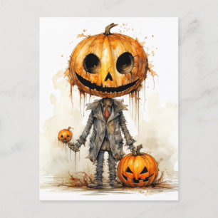 Sinister Gothic Halloween pompoen Man Briefkaart