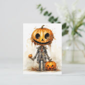 Sinister Gothic Halloween pompoen Man Briefkaart (Staand voorkant)