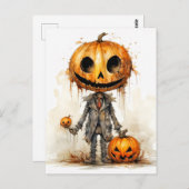 Sinister Gothic Halloween pompoen Man Briefkaart (Voorkant / Achterkant)
