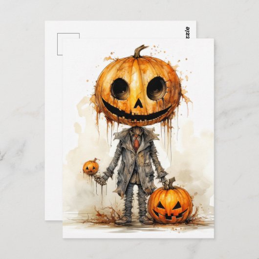 Sinister Gothic Halloween pompoen Man Briefkaart (Voorkant / Achterkant)