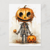 Sinister Gothic Halloween pompoen Man Briefkaart (Voorkant)