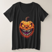 Sinister Grinning Pumpkin Head Grote Maat T-shirt (Design voorkant)