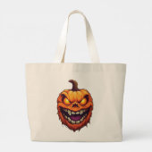Sinister Grinning Pumpkin Head Grote Tote Bag (Achterkant)