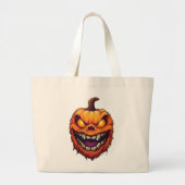 Sinister Grinning Pumpkin Head Grote Tote Bag (Voorkant)