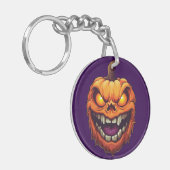 Sinister Grinning Pumpkin Head Sleutelhanger (Voorkant Links)