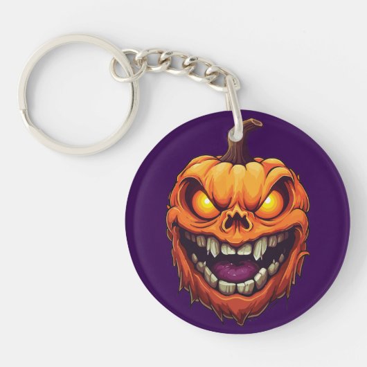 Sinister Grinning Pumpkin Head Sleutelhanger (Voorkant)