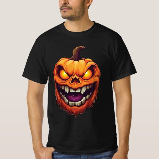 Sinister Grinning Pumpkin Head T-shirt (Voorkant)