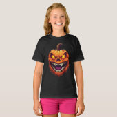 Sinister Grinning Pumpkin Head T-shirt (Voorkant volledig)